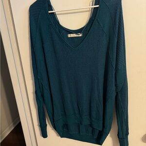 Size medium, Free people, waffle knit sweater, blueish/teal